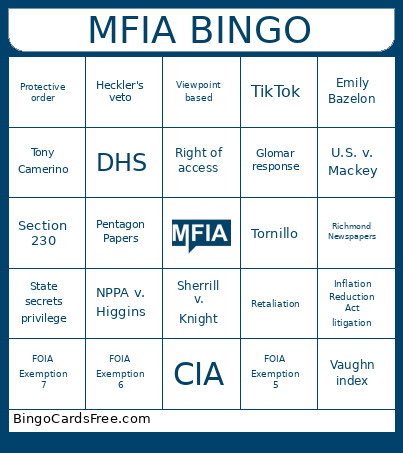 MFIA Bingo Card