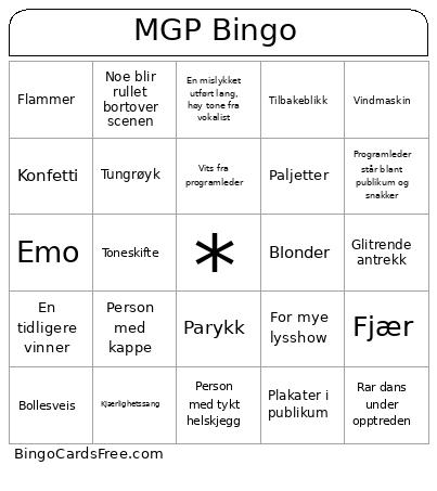 MGP Bingo Card