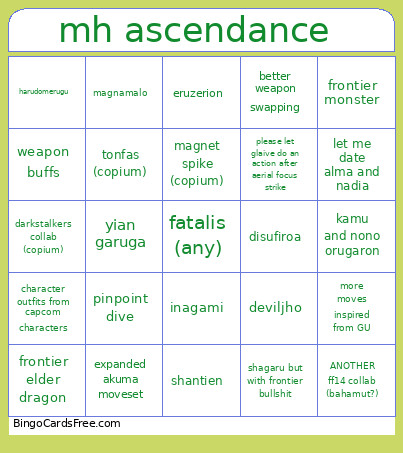 Mh Ascendance Bingo Card