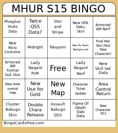 MHUR S15 Bingo Card 2