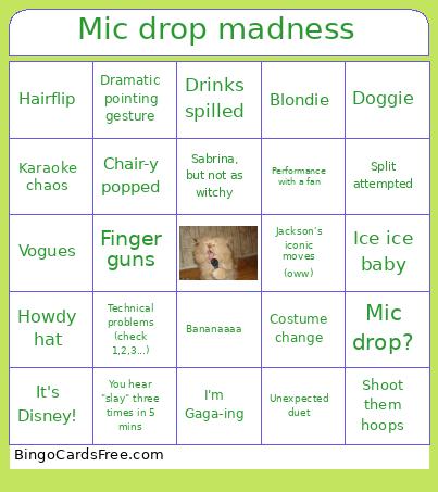 Mic drop madness Bingo