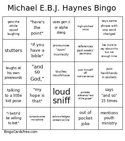 Michael E.B.J. Haynes Bingo Card