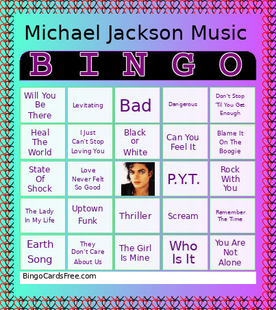 MICHAEL JACKSON Bingo Card