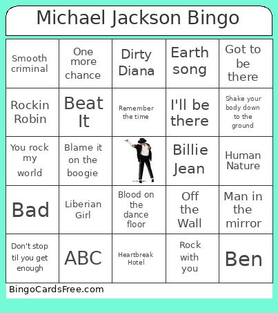 Michael Jackson Bingo