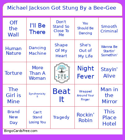Michael Jackson Got Stung By A Bee-Gee Bingo Card