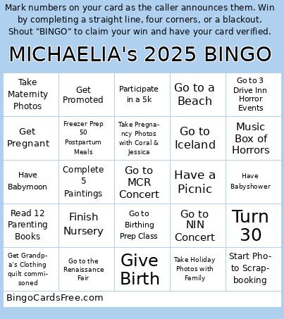 MICHAELIA's 2025 BINGO