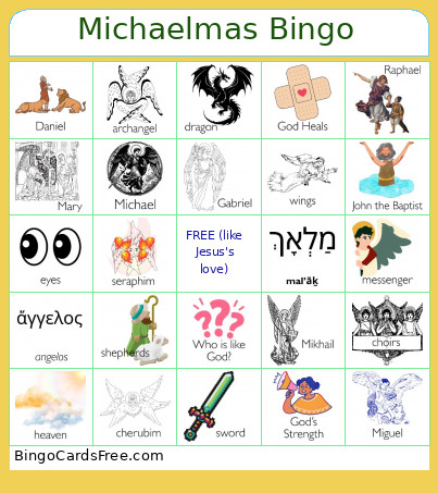 Michaelmas Bingo Cards