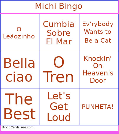 Michi Bingo Card