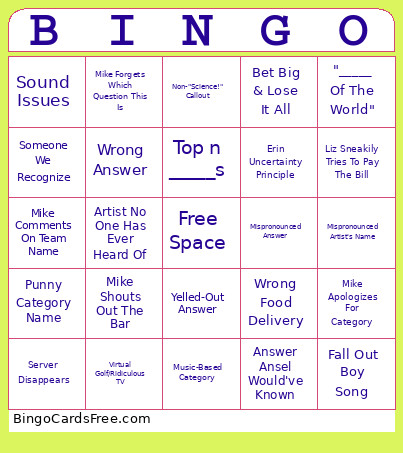 Microphone Michael Bingo Card