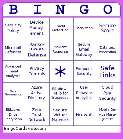 Microsoft 365 Security Foundations Bingo Cards Free Pdf Printable Game, Title: BINGO