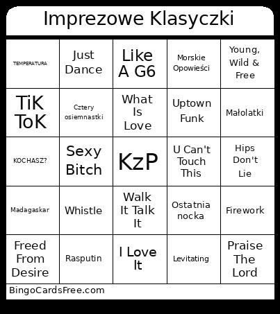 Miczu Imprezowe Klasyczki Bingo
