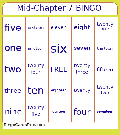 Mid-Chapter 7 Bingo Card
