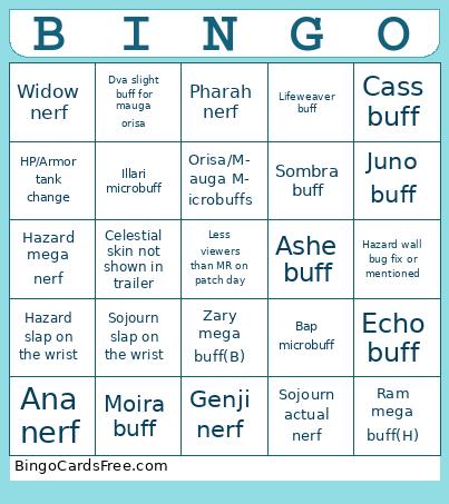 Mid Season Overwatch 2 Bingo Cards Free Pdf Printable Game, Title: BINGO
