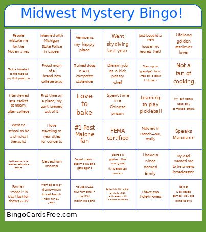 Midwest Mystery Bingo!