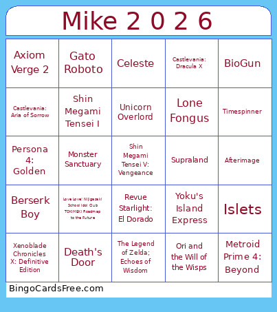 Mike 2 0 2 6 Bingo Card