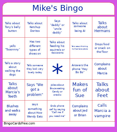 Mike's Bingo Card
