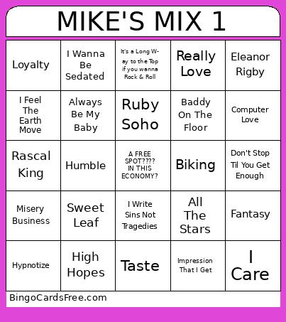 MIKE'S MIX 1 Bingo