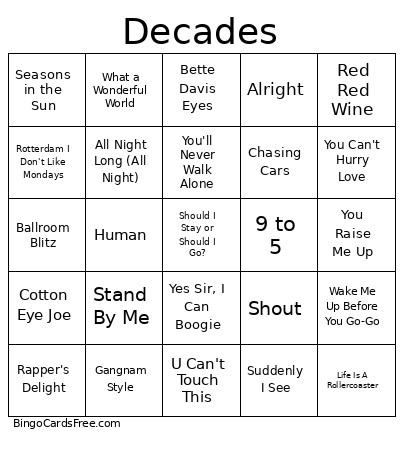 Mike's Music Bingo Card