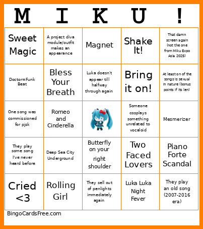 Miku Expo 2026 (NA Edition) Bingo Card