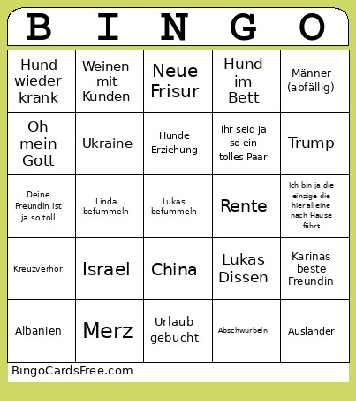Milli Bingo Card