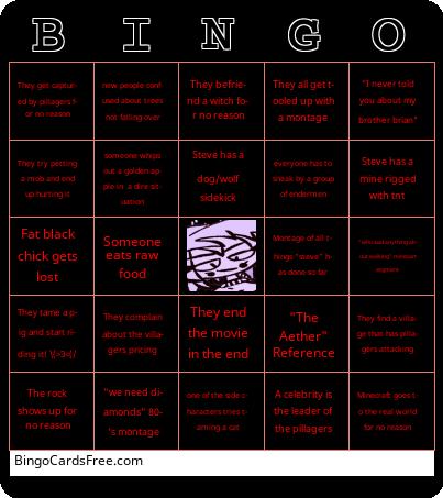 minceraft Bingo Cards Free Pdf Printable Game, Title: BINGO