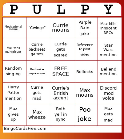 Mind Pulp Bingo Card
