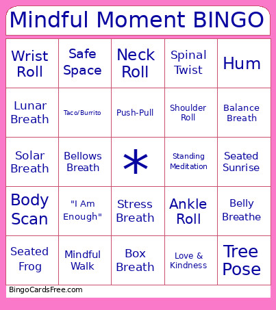 Mindful Moment Bingo Card