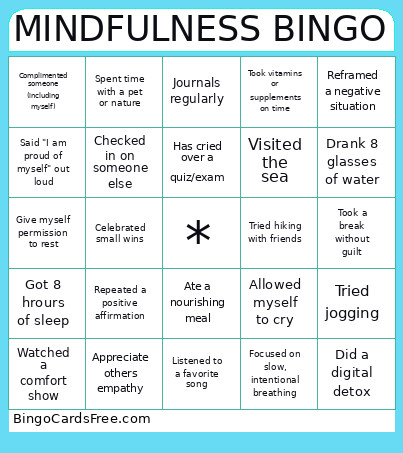 MINDFULNESS Bingo Card