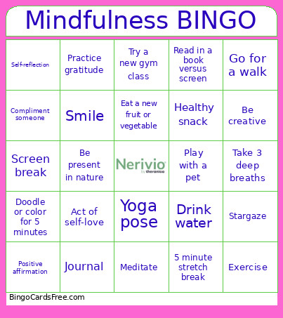 Mindfulness Bingo Card