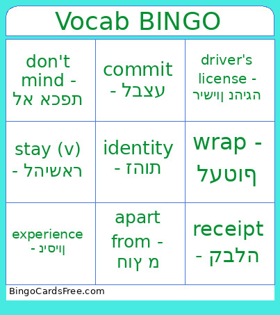 Mindset Plus Unit 2 Bingo Card