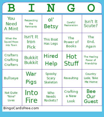 Minecraft Bingo Card