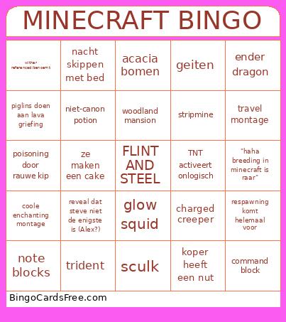 Minecraft Bingo Card