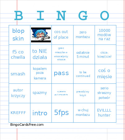 Minecraft Horror Mod Bingo Card