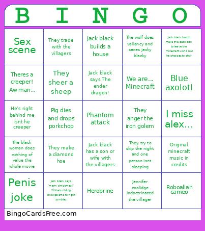 Minecraft MOVIE Bingo Card 4