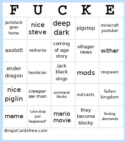 Minecraft Movie Bingo Card 3