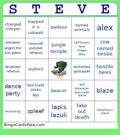 Minecraft Movie Bingo Card 5