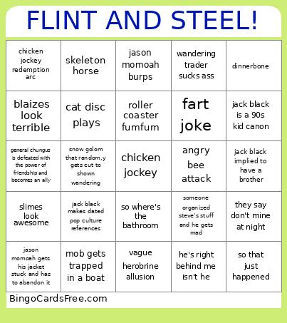 MINECRAFT MOVIE BINGO