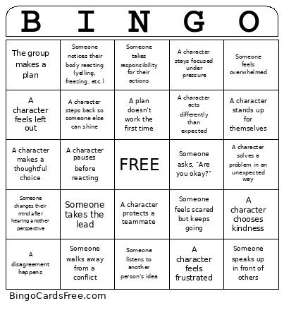 Minecraft Movie SEL- Bingo Card