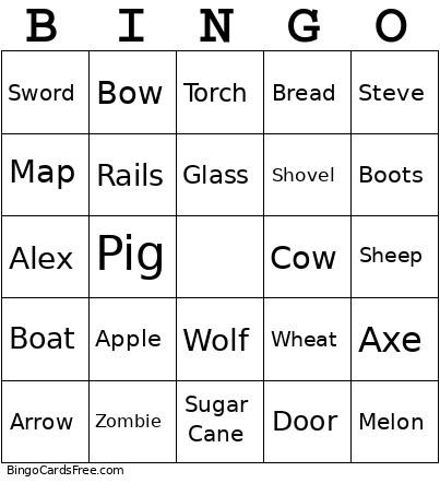 Miner Bingo Card