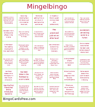 Mingel Bingo Card