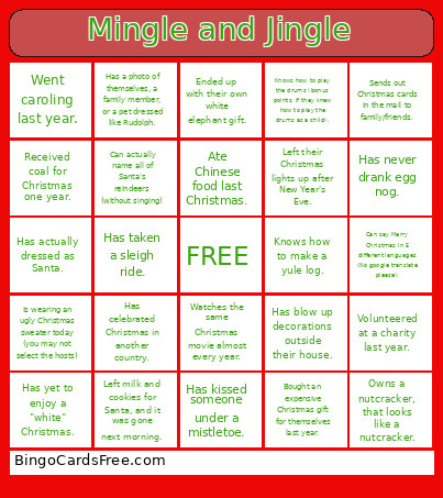 Mingle And Jingle Bingo Card