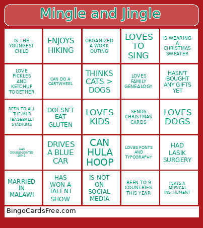 Mingle And Jingle Bingo Card