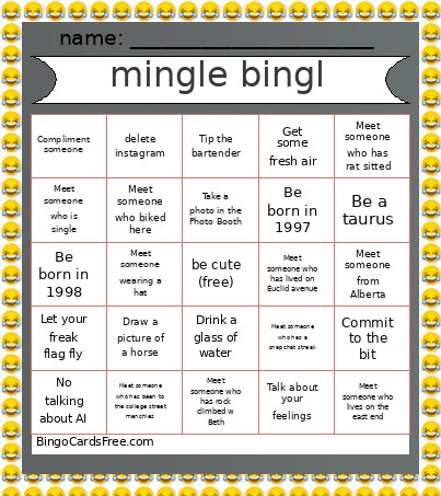 Mingle Bingl Bingo Card