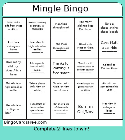 Mingle Bingo Card
