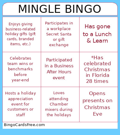 Mingle Bingo Card