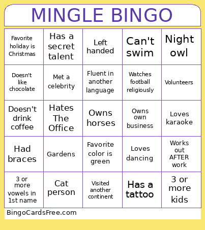 Mingle Bingo Card