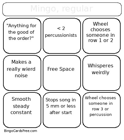 Mingo, Fun Friday Bingo Card