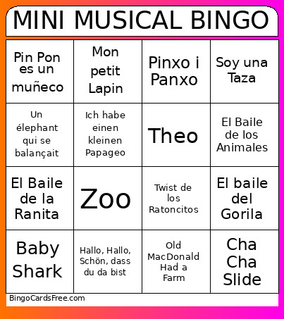 MINI MUSICAL Bingo Card