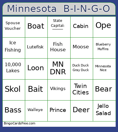 Minnesota B-I-N-G-O Bingo Card