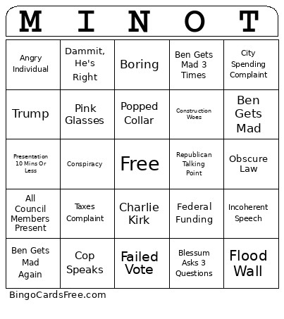 Minot Bingo Card